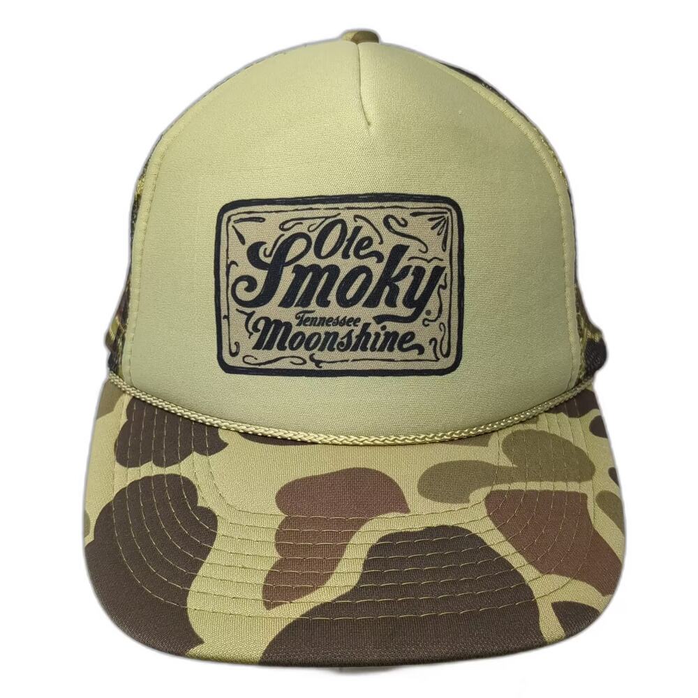 Ole Smoky Trucker Hat Green Brown OS Snapback Camo Rope Tennessee Moonshine Mesh